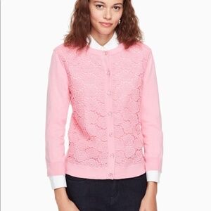 Kate Spade Bloom Floral Lace Pink Cardigan XXS